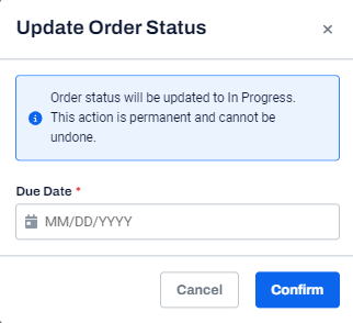 Update Order Status to In Progress